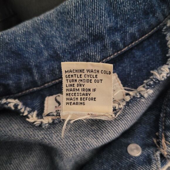 VTG Stefano International Jacket Small Blue Denim Lace Crop 90s Cottagecore - Picture 7 of 12